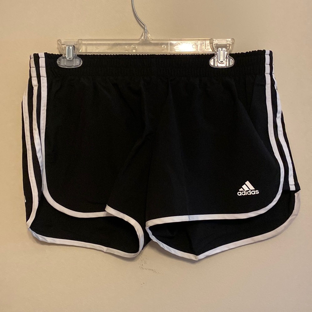 Adidas stripe black running shorts